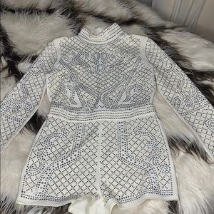 White studded Romper From Fashion Nova